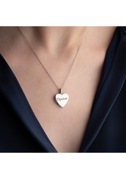 925 Ayar Gümüş Fotoğraflı Kişiye Özel Isimli Kalp Kolye fiyatları