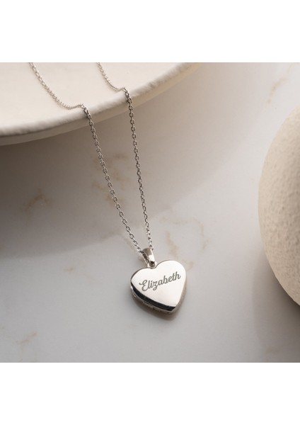 925 Ayar Gümüş Fotoğraflı Kişiye Özel Isimli Kalp Kolye modelleri