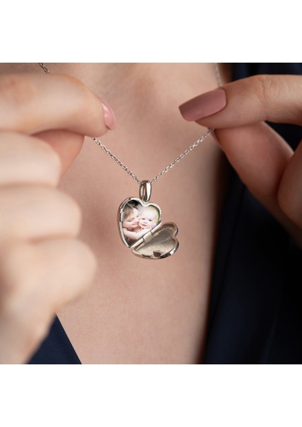 925 Ayar Gümüş Fotoğraflı Kişiye Özel Isimli Kalp Kolye fırsatları