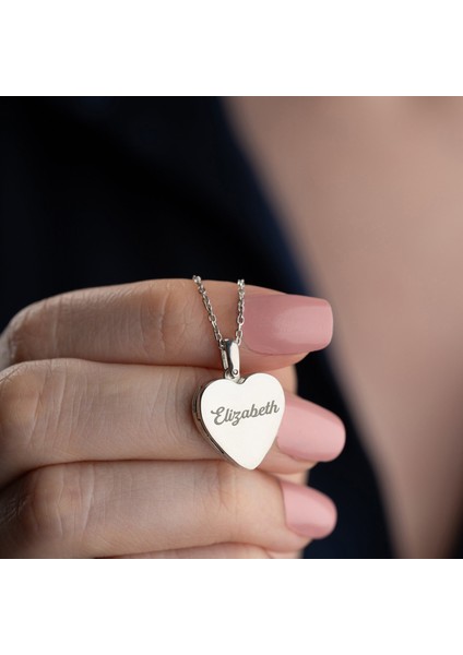 925 Ayar Gümüş Fotoğraflı Kişiye Özel Isimli Kalp Kolye indirimleri