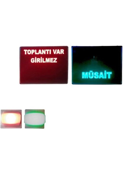 220V Ac Anahtarlı Renkli Ledli Toplantı Var Girilmez & Müsait Tabelası (Kasa: 26X20 Cm)