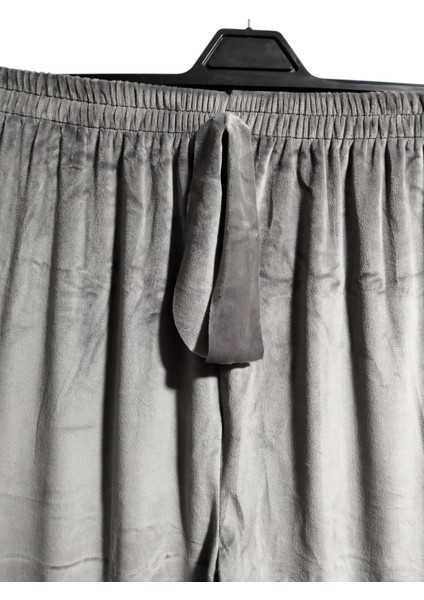 Kadın Bayan Fransız Kadife Battal Büyük Beden Bel Lastikli Cepsiz Eşofman Altı Pantolon Pijama Tayt