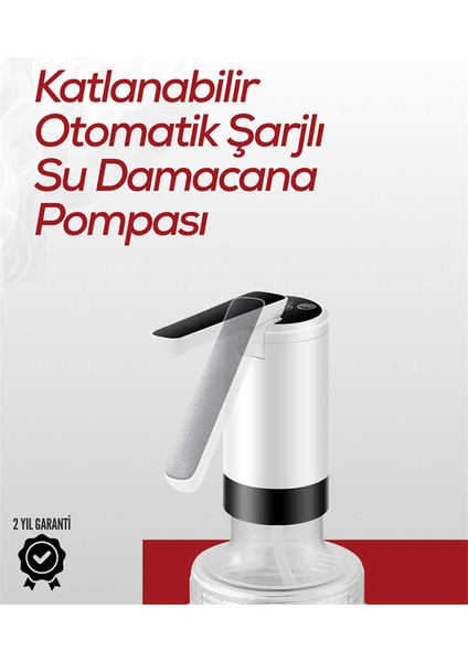 Sepetim 8000 Mah USB Şarjlı Su Pompası | Tek Tuşla Başlat/durdur | Cam Damacana Uyumlu | Enerji Tasarruflu 4W Güç