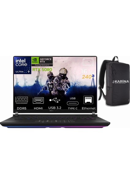 Rog Strix Scar 16 Ultra 9 275HX G635LW-RW138-33 96GB 2tb+2tb RTX5080 16GB W11PRO 16" Wqxga 240Hz Gaming Laptop