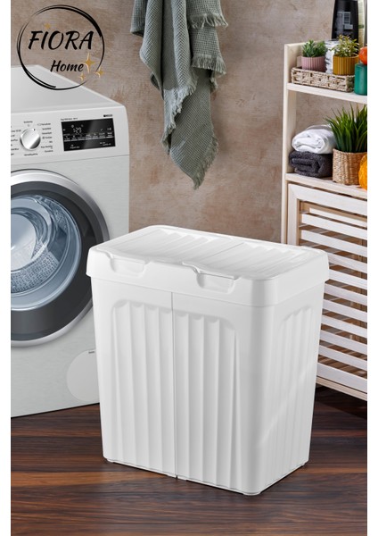 80 Lt.çift Bölmeli Kirli Çamaşır Sepeti + 4 Adet Saklama Kutusu modelleri