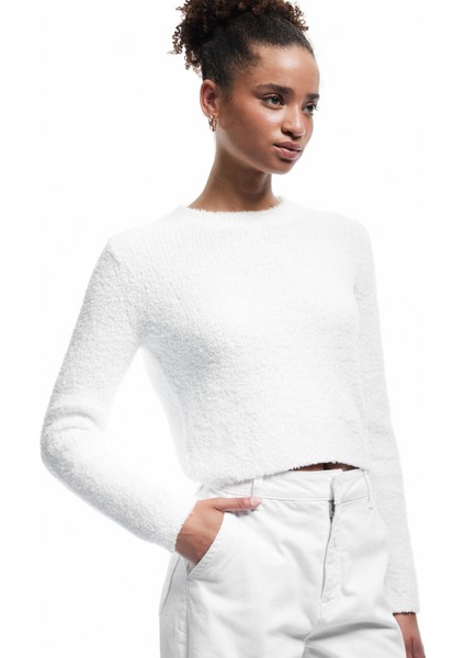 Uzun Kollu Bisiklet Yaka Buklet Triko Kazak