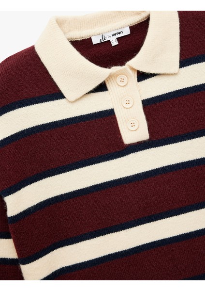 Polo Yaka Çizgili Triko Kazak indirimleri