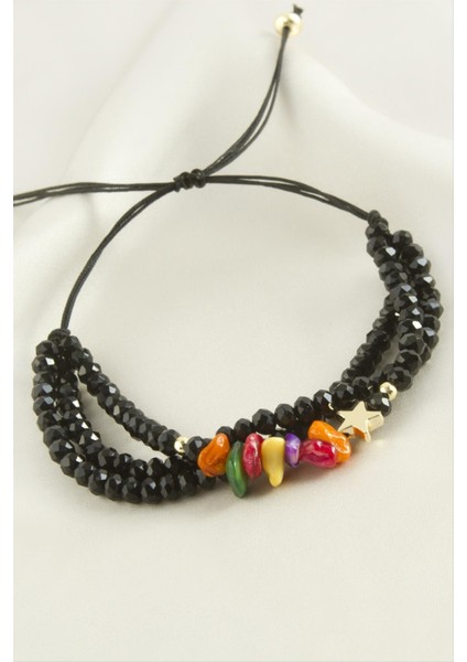 3'lü Kırık Doğaltaş Kristal Zincirli Bileklik