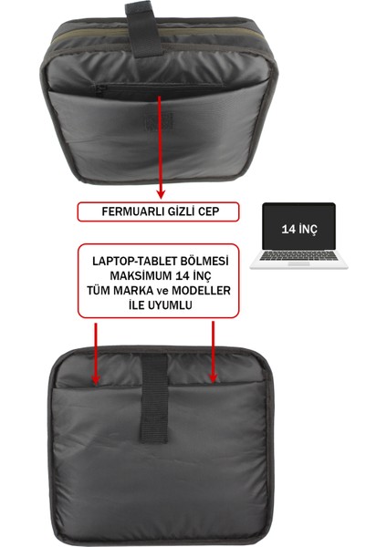 Kanvas Postacı Çantası Lise Üniversite Okul Çantası Macbook Laptop Tablet Uyumlu 14 Inç Su Geçirmez fırsatları