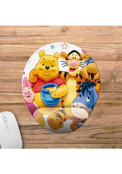 Winnie The Pooh Kaymaz Buruşmaz Kırılmaz Bilek Destekli Mousepad Model - 1 Oval