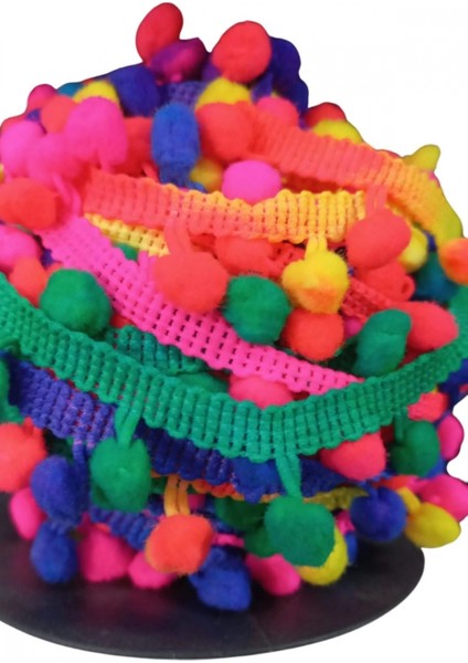 Sıralı Ponpon 1 Metre Karışık Renk