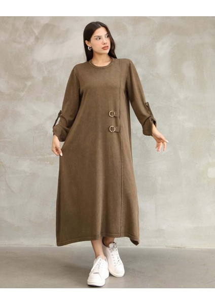 Etnik Bohem ve Otantik Tarz Antik Boyama Standart Beden % Yüz Pamuk Salaş Triko Elbise