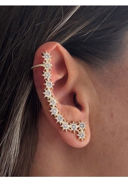 Zirkon Taşlı Sıralı Yıldız Küpe Earcuff (Kıkırdak Küpesi) fiyatları