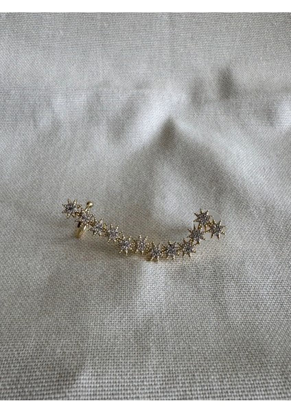 Zirkon Taşlı Sıralı Yıldız Küpe Earcuff (Kıkırdak Küpesi) indirimleri