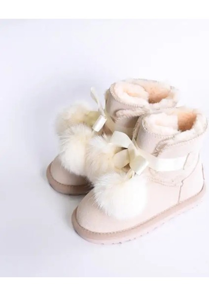 Tcherchı Kış Çocuk Moda Kar Botları Kalın Sıcak Peluş Yumuşak Tabanlı Bebek Kız Botları Kış Kayak Yürümeye Başlayan Çocuk Botu Bebek Için Bej (Yurt Dışından)