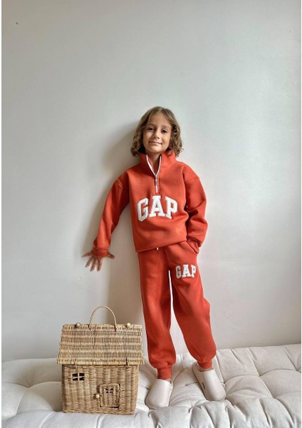 Erkek Çocuk Half Zip Fermuarlı Sweatshirt Kışlık Takım