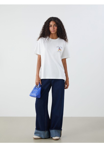 Yeni Sezon Bisiklet Yaka Mickey Mouse Baskılı Kadın Tişört fiyatları