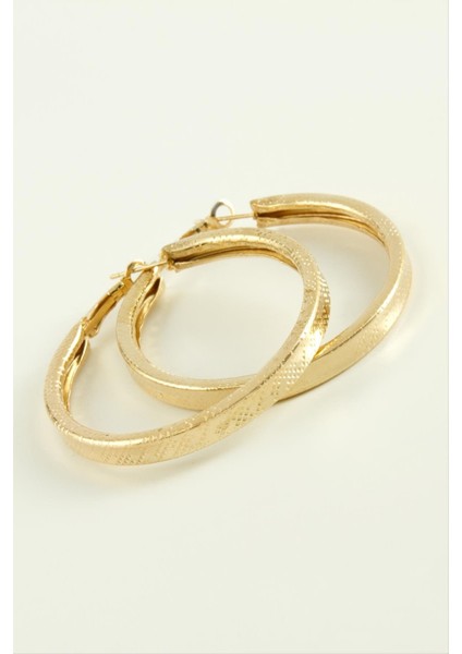 Sepetim Kare Noktalı Halka Küpe 5,5 Cm-Sarı