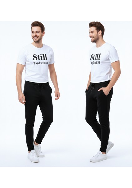 Smurf33 Erkek Düz Paça Eşofman Altı – siyah | Rahat Kalıp, Günlük Spor, Pamuk-Polyester-Elestan