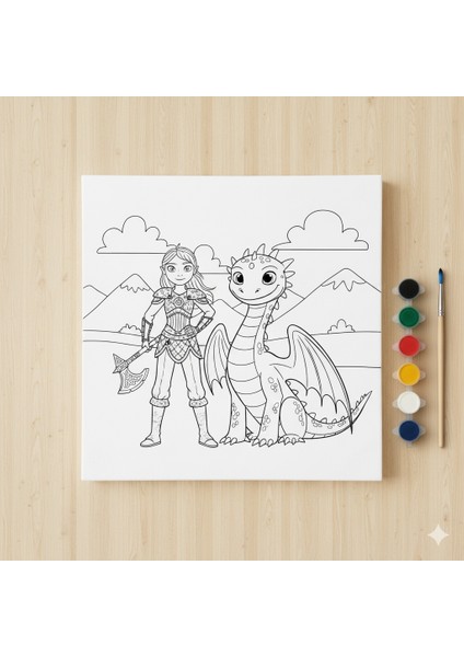 Çocuklar Için Dişi Viking Astrid ve Ejderhası Fırtınuç Eğitici ve Eğlenceli Boyama Seti