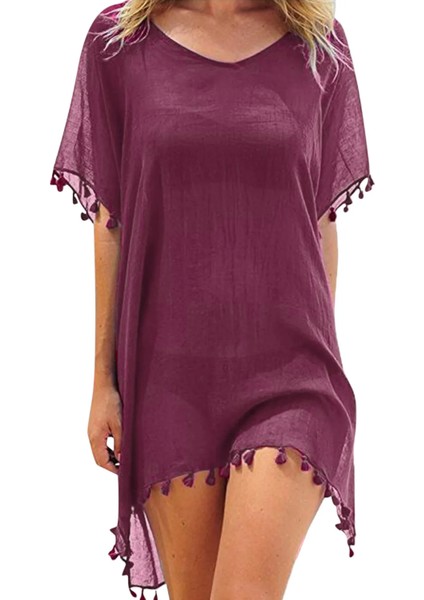 Tcherchı Dantel Hollow-Out Tığ Tunik Plaj Elbisesi Örtüsü (Yurt Dışından)