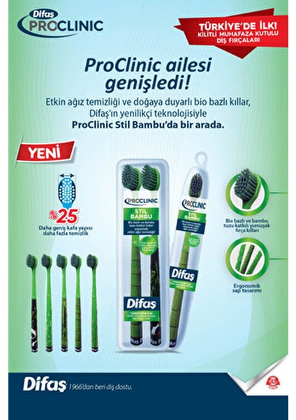 Proclinic Stil Bamboo Diş Fırçası Orta Sertlikte 2 Li Set ile Etkili Ağız Temizliği modelleri