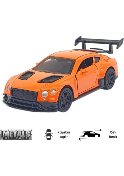 Çek Bırak Metal Küçük Arabalar 8 cm - 6411A - Turuncu (Lisinya)