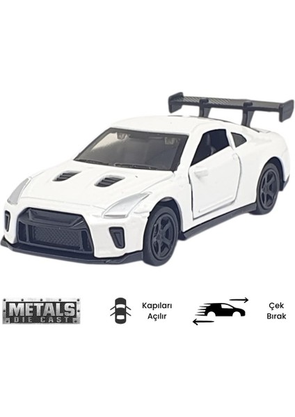 Çek Bırak Metal Küçük Arabalar 8 cm - 6411A - Beyaz (Lisinya)