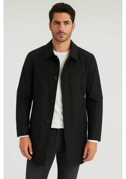 Erkek Siyah Düğmeli Mont