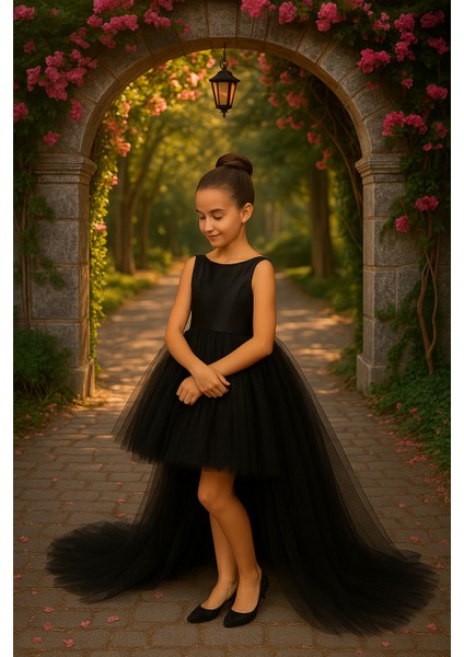 Kız Çocuk Prenses Abiye Tül Kuyruklu Elbise fiyatları