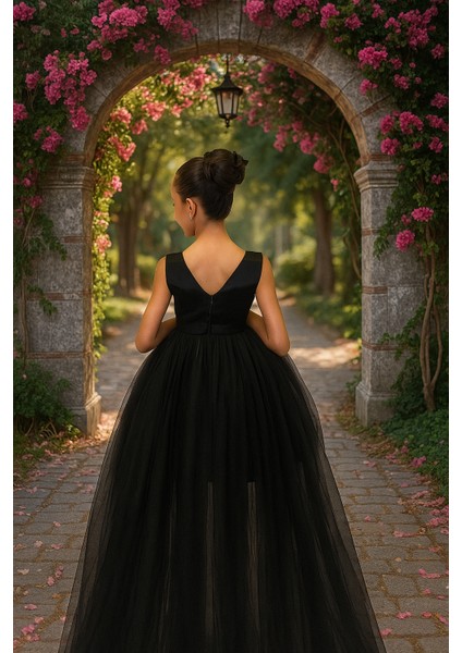 Kız Çocuk Prenses Abiye Tül Kuyruklu Elbise modelleri