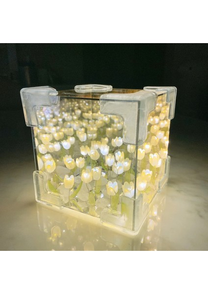 Pembe Ithal Küp Gece Lambası, Şık ve Sıcak Atmosyon Yaratır