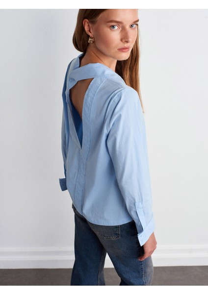 50523 Sırt Dekolteli Gömlek-Mavi