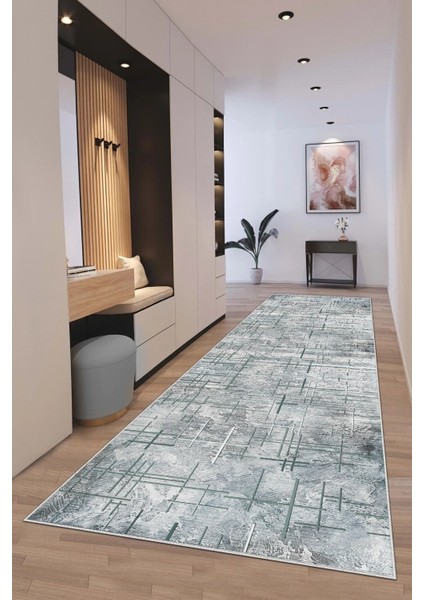 Yeşil Kesme Yolluk Halı, Kaymaz Taban, Yıkanabilir, Koridor ve Hol Için Mükemmel