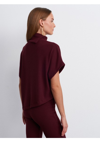 32239 Asimetrik Kesim Boğazlı Top-Bordo fiyatları