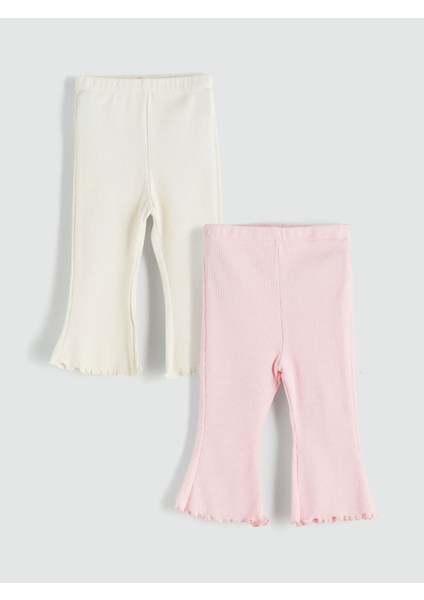 Yeni Sezon Beli Lastikli Kız Bebek Tayt 2'li