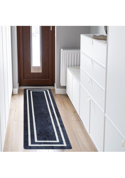 Şık Siyah ve Gümüş Renkli Yolluk, Evinize Zarafet Katacak Tasarım