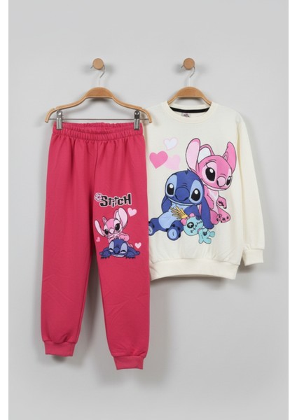 Stitch ve Angel Baskılı Kız Çocuk Eşofman Takımı (7-10 Yaş) fırsatları