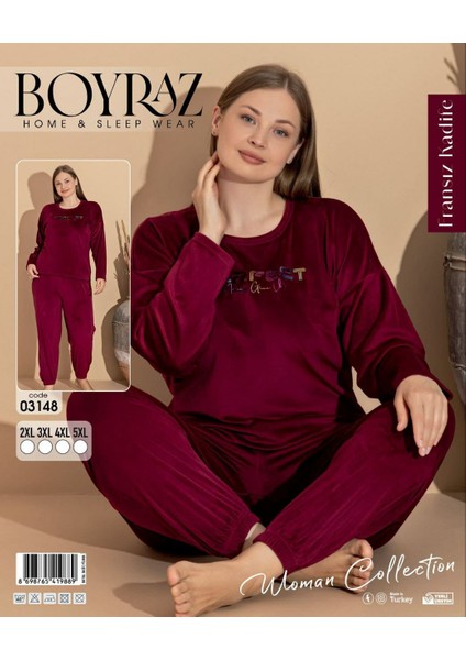 Kadın Battal Beden Fransız Kadifepijama Takımı