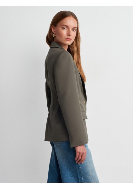 60774 Fitted Kesim Vatkalı Blazer-Yeşil fiyatları
