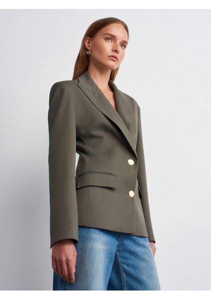 60774 Fitted Kesim Vatkalı Blazer-Yeşil modelleri
