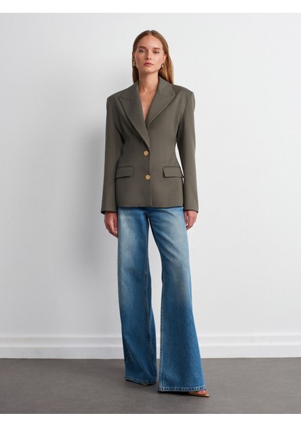 60774 Fitted Kesim Vatkalı Blazer-Yeşil indirimleri