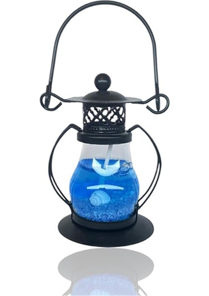 Dekoratif Jel Mum Fener Küçük Boy Mavi