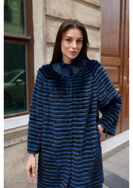 Nocteris Gece Mavisi Hakiki Kürk Uzun Kaban modelleri