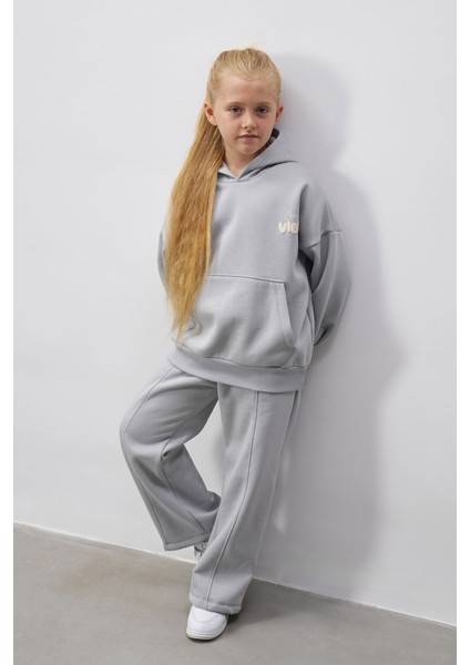 Baskılı Kapüşonlu Kanguru Cepli 3 Iplik Şardonlu Takım