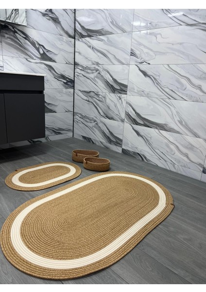 Kahverengi Hasır Jüt Banyo Takımı, Paspas ve Sepet Seti, Büyük Boy, Şık ve Pratik fiyatları