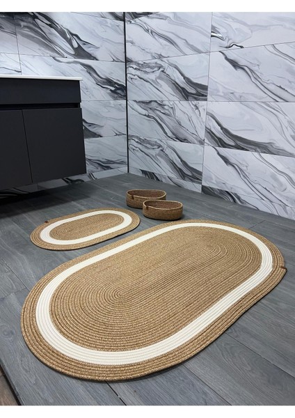 Kahverengi Hasır Jüt Banyo Takımı, Paspas ve Sepet Seti, Büyük Boy, Şık ve Pratik fırsatları