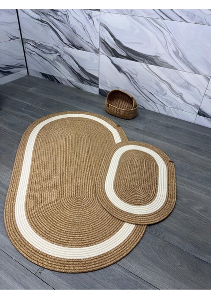 Kahverengi Hasır Jüt Banyo Takımı, Paspas ve Sepet Seti, Büyük Boy, Şık ve Pratik indirimleri