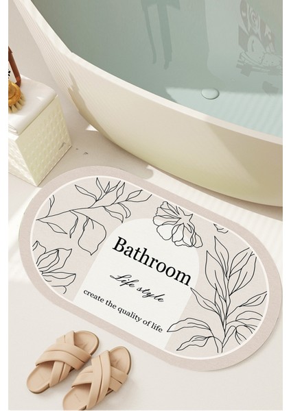 Yıkanabilir, Kaymaz, Banyo Halısı, Yaprak Desenli, 60X100, Pembe fiyatları