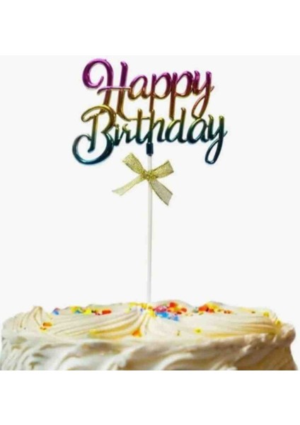 Çok Renkli Happy Birthday Yazılı Pasta Süsü-Çubuğu fiyatları